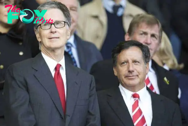 LIVERPOOL, ENGLAND - Sunday, October 17, 2010: Liverpool's owner John W. Henry and co-owner and NESV Chairman Tom Werner during the 214th Merseyside Derby match at Goodison Park. (Photo by David Rawcliffe/Propaganda)