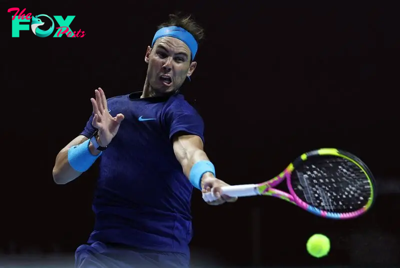 Rafael Nadal in action during his third place match against Djokovic.