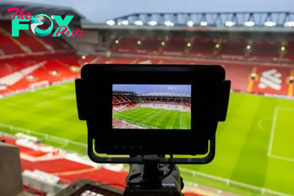 LIVERPOOL, ENGLAND - Wednesday, February 28, 2024: A general view from a broadcast television camera seen ahead of the FA Cup 5th Round match between Liverpool FC and Southampton FC at Anfield. (Photo by David Rawcliffe/Propaganda)