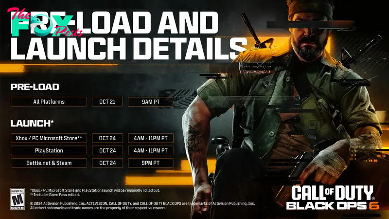 An image showing console release times for Black Ops 6