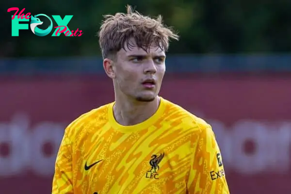 KIRKBY, ENGLAND - Saturday, August 24, 2024: Liverpool's goalkeeper Kornel Misciur during the Premier League 2 Division 1 match between Liverpool FC Under-21's and Leicester City FC Under-21's at the Liverpool Academy. Leicester won 2-1. (Photo by David Rawcliffe/Propaganda)