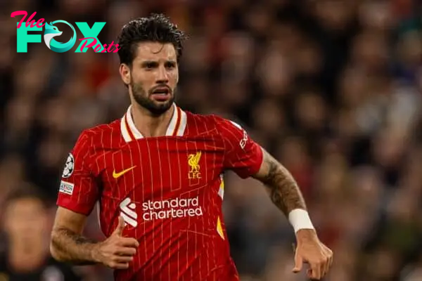 LIVERPOOL, ENGLAND - Wednesday, October 2, 2024: Liverpool's Dominik Szoboszlai during the UEFA Champions League game between Liverpool FC and Bologna FC 1909 at Anfield. (Photo by David Rawcliffe/Propaganda)