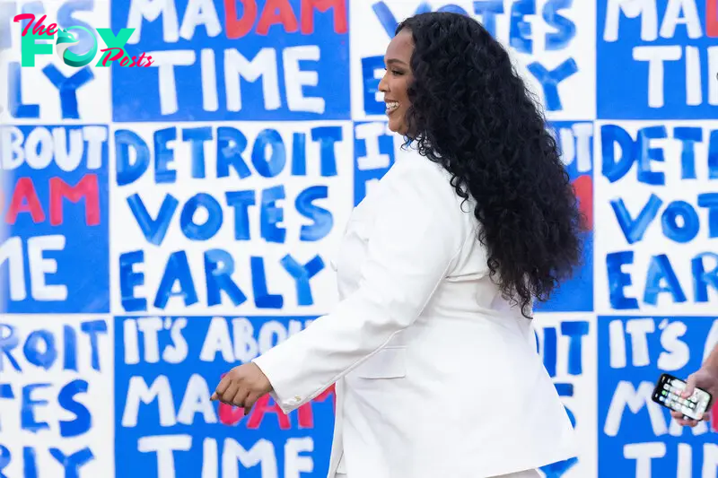 Lizzo attends a get out the vote campaign rally in Detroit, Mich., on Oct. 19.