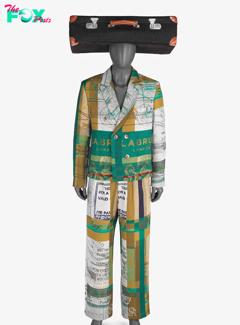 “Maya Angelou Passport” ensemble, Foday Dumbuya (Sierra Leonean) for LABRUM London (British, founded 2014), fall/winter 2023. Courtesy LABRUM London/The Metropolitan Museum of Art