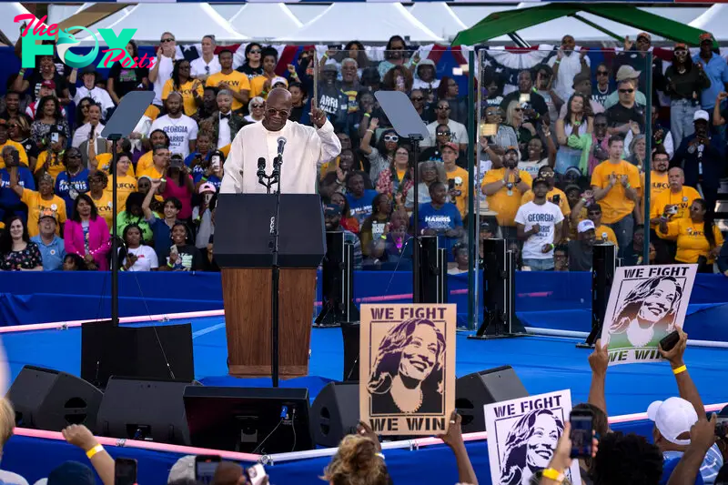 Samuel L. Jackson during a campaign even in Clarkston, Ga. on Oct. 24.