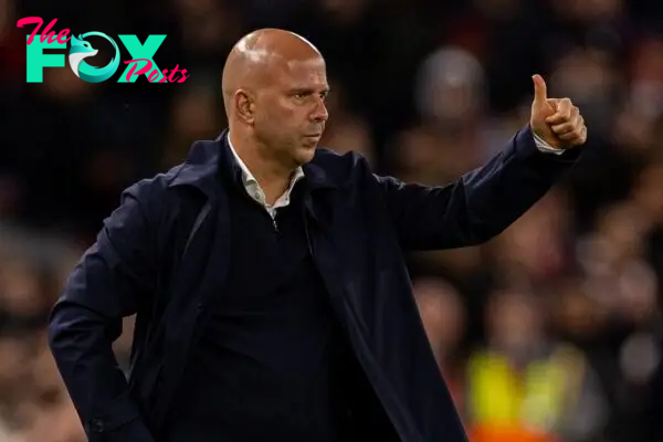 LIVERPOOL, ENGLAND - Wednesday, October 2, 2024: Liverpool's head coach Arne Slot during the UEFA Champions League game between Liverpool FC and Bologna FC 1909 at Anfield. (Photo by David Rawcliffe/Propaganda)