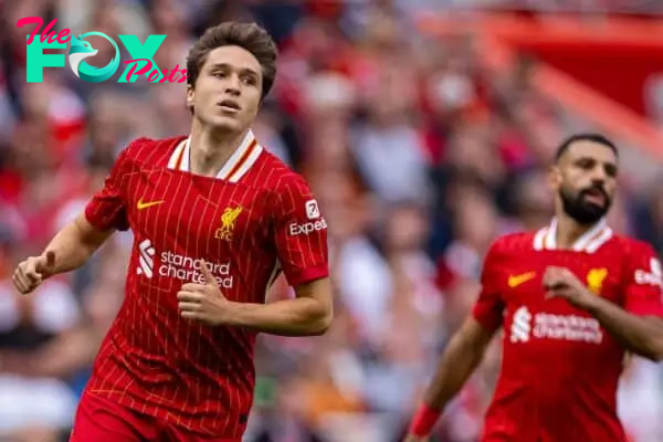 LIVERPOOL, ENGLAND - Saturday, September 21, 2024: Liverpool's Federico Chiesa during the FA Premier League match between Liverpool FC and AFC Bournemouth at Anfield. Liverpool won 3-0. (Photo by David Rawcliffe/Propaganda)