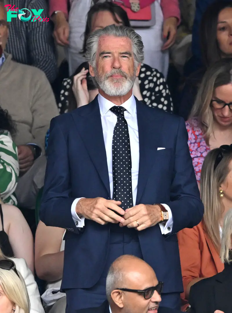 Pierce Brosnan courtside on day thirteen of the Wimbledon Tennis Championships on July 13, 2024, in London, England. | Source: Getty Images