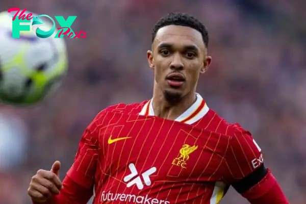 LIVERPOOL, ENGLAND - Saturday, October 19, 2024: Liverpool's Trent Alexander-Arnold during the FA Premier League match between Liverpool FC and Chelsea FC at Anfield. (Photo by David Rawcliffe/Propaganda)