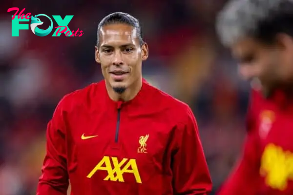 LIVERPOOL, ENGLAND - Wednesday, September 25, 2024: Liverpool's captain Virgil van Dijk during the pre-match warm-up before the Football League Cup 3rd Round match between Liverpool FC and West Ham United FC at Anfield. Liverpool won 5-1. (Photo by Ryan Brown/Propaganda)