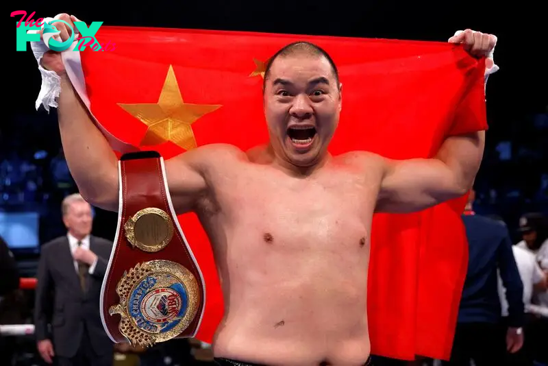 Boxing - Zhilei Zhang v Joe Joyce - WBO Interim World Heavyweight Title - Wembley Arena, London, Britain - September 23, 2023 Zhilei Zhang celebrates winning his fight against Joe Joyce Action Images via Reuters/Andrew Couldridge     TPX IMAGES OF THE DAY