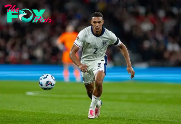 LONDON, ENGLAND - Tuesday, September 10, 2024: England's Trent Alexander-Arnold during the UEFA Nations League League B Group B2 game between England and Finland at Wembley Stadium. (Photo by David Rawcliffe/Propaganda)