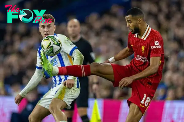 BRIGHTON & HOVE, ENGLAND - Wednesday, October 30, 2024: Liverpool's Cody Gakpo during the Football League Cup 4th Round match between Brighton & Hove Albion FC and Liverpool FC at the AMEX Community Stadium. (Photo by David Rawcliffe/Propaganda)