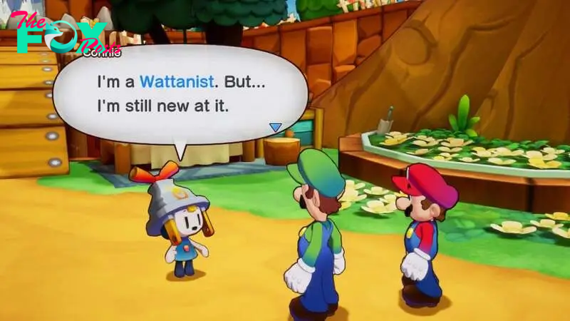 Mario and Luigi speaking with Connie