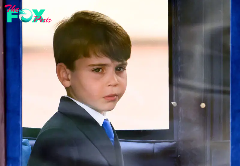 Prince Louis sits in a wagon during Trooping the Colour.