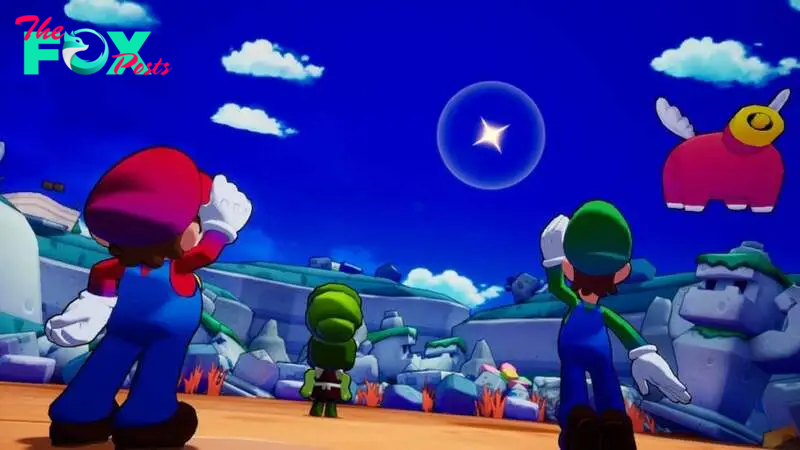 Mario and Luigi looking to the horizon