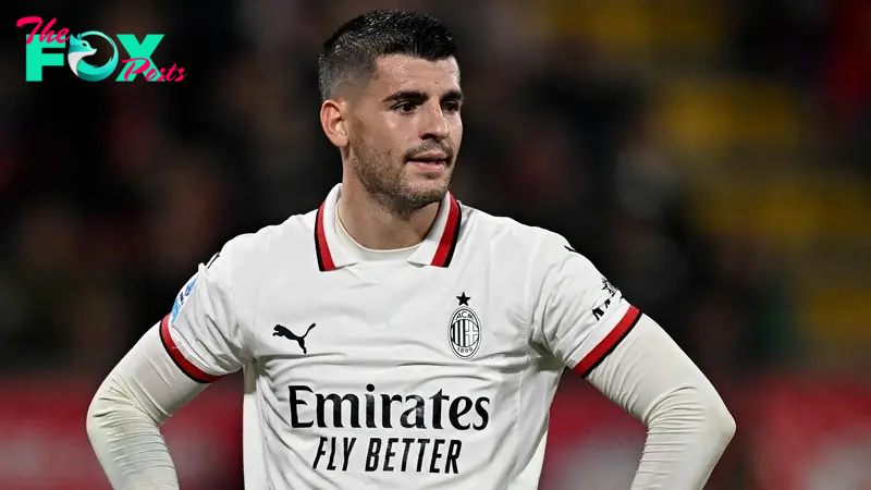 Álvaro Morata, jugador del Milan, en el partido de la Serie A contra el Monza.