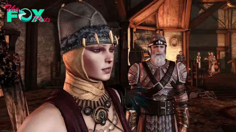 Dragon Age: Origins characters wearing helmets