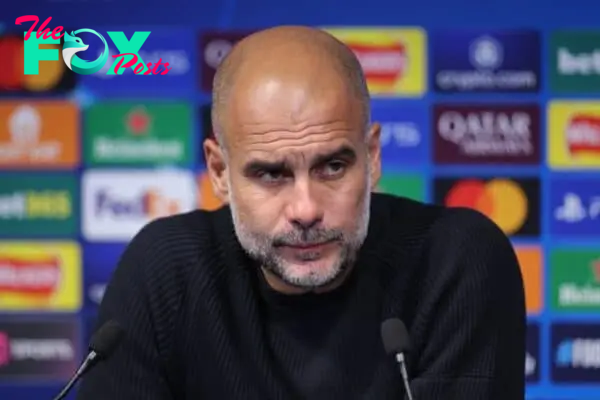 MANCHESTER, ENGLAND - SEPTEMBER 18: Pep Guardiola, Manager of Manchester City speaks during a press conference during the UEFA Champions League 2024/25 League Phase MD1 match between Manchester City and FC Internazionale Milano at City of Manchester Stadium on September 18, 2024 in Manchester, England. (Photo by Alex Pantling - UEFA/UEFA via Getty Images)