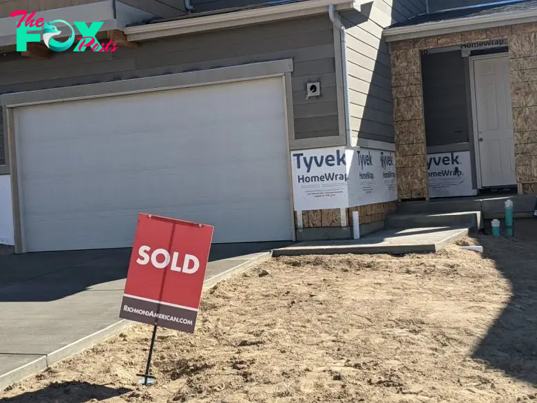 Sold sign at newly constructed house Colorado Springs