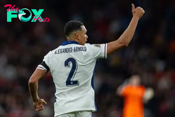 LONDON, ENGLAND - Tuesday, September 10, 2024: England's Trent Alexander-Arnold during the UEFA Nations League League B Group B2 game between England and Finland at Wembley Stadium. (Photo by David Rawcliffe/Propaganda)