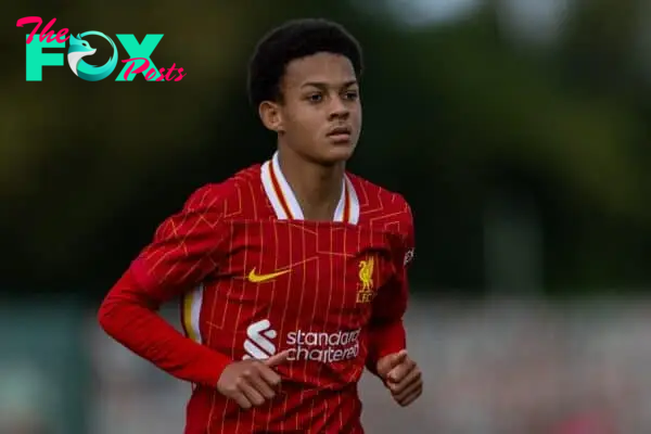 KIRKBY, ENGLAND - Saturday, August 24, 2024: Liverpool's Josh Sonni-Lambie during the Under-18's Premier League North match between Liverpool FC Under-18's and Middlesbrough FC Under-18's at the Liverpool Academy. Middlesbrough won 3-2. (Photo by David Rawcliffe/Propaganda)