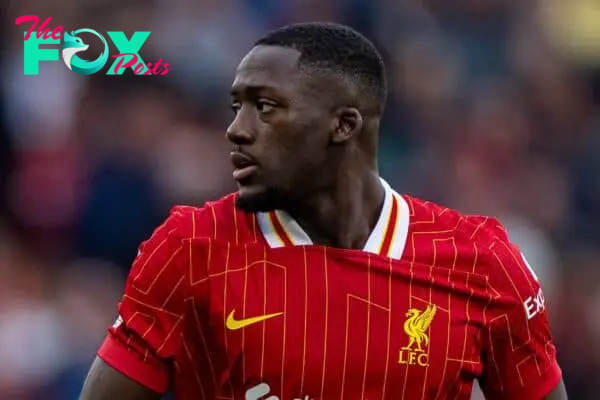 LIVERPOOL, ENGLAND - Sunday, August 25, 2024: Liverpool's Ibrahima Konaté during the FA Premier League match between Liverpool FC and Brentford FC at Anfield. Liverpool won 2-0. (Photo by David Rawcliffe/Propaganda)