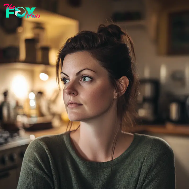 A curious woman standing in the kitchen and looking at someone | Source: Midjourney