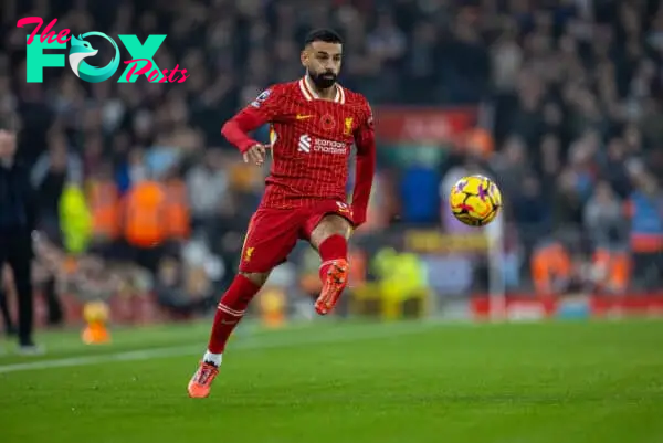 LIVERPOOL, ENGLAND - Saturday, November 9, 2024: Liverpool's Mohamed Salah during the FA Premier League match between Liverpool FC and Aston Villa FC at Anfield. (Photo by David Rawcliffe/Propaganda)