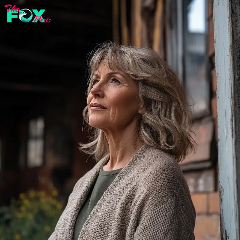 A senior woman standing outside an old building | Source: Midjourney