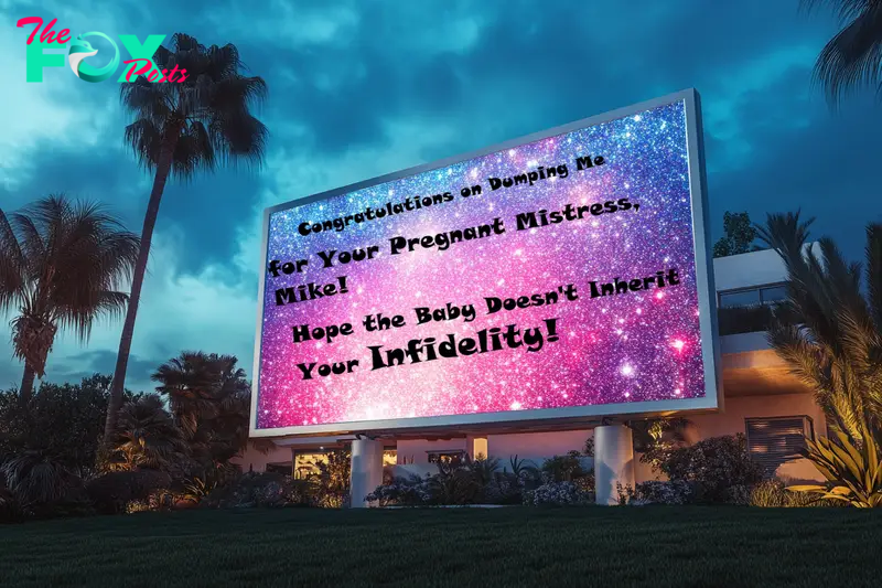 A billboard outside a house | Source: Midjourney