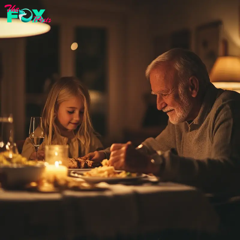 A grandfather having dinner with his granddaughter | Source: Midjourney