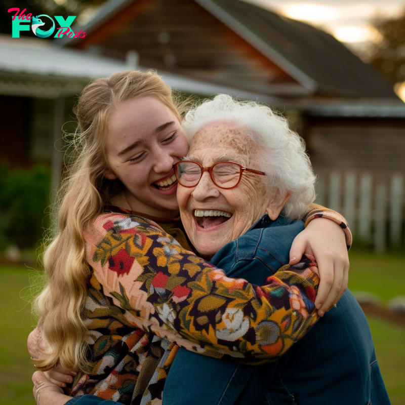 A woman hugging her grandmother | Source: Midjourney