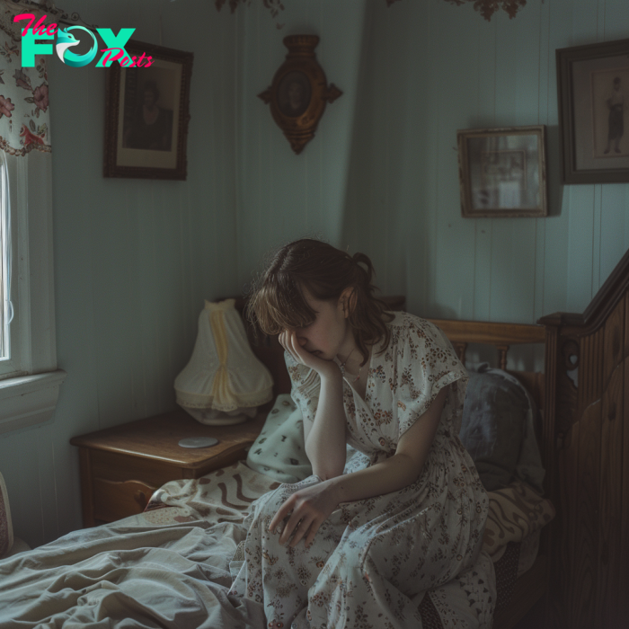 A sad young woman sitting alone in her room | Source: Midjourney