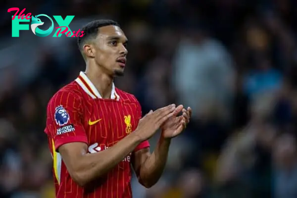 WOLVERHAMPTON, ENGLAND - Saturday, September 28, 2024: Liverpool's Trent Alexander-Arnold during the FA Premier League match between Wolverhampton Wanderers FC and Liverpool FC at Molineux Stadium. (Photo by David Rawcliffe/Propaganda)