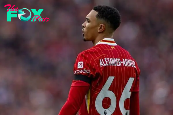 LIVERPOOL, ENGLAND - Saturday, October 19, 2024: Liverpool's Trent Alexander-Arnold during the FA Premier League match between Liverpool FC and Chelsea FC at Anfield. Liverpool won 2-1. (Photo by David Rawcliffe/Propaganda)