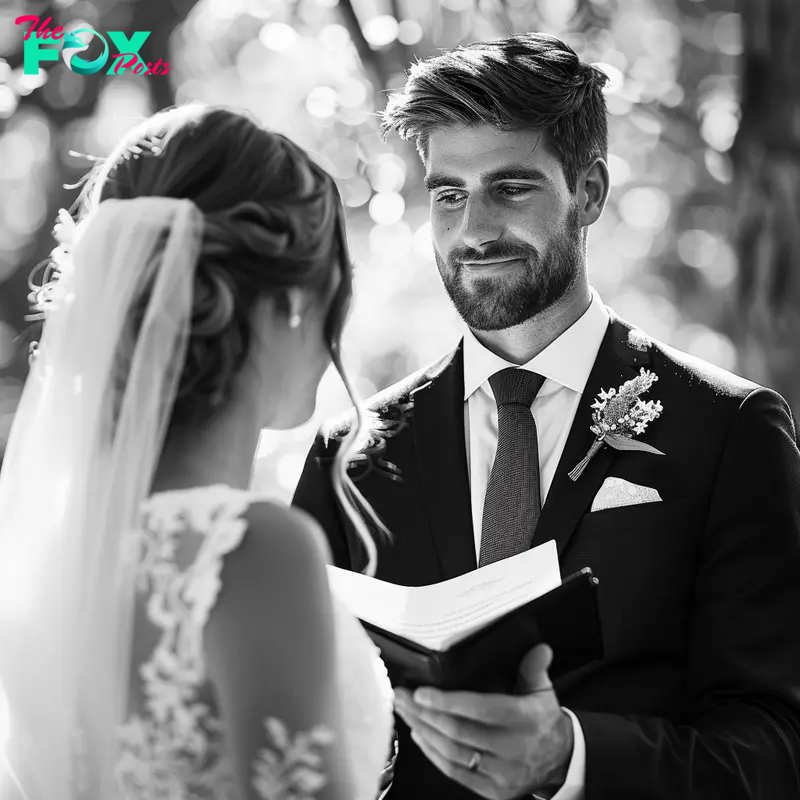 Groom reading his vows | Source: Midjourney