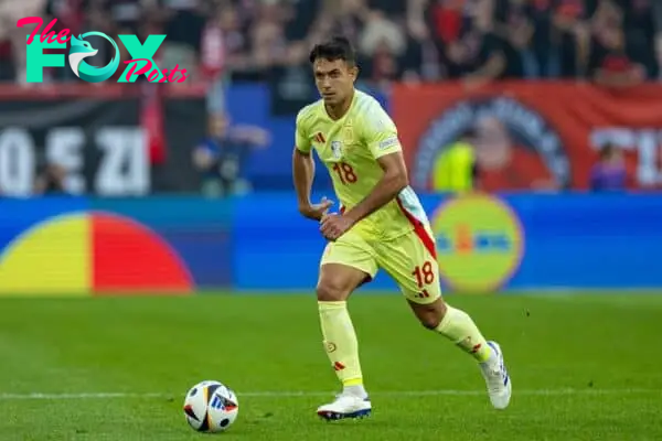 DÜSSELDORF, GERMANY - Monday, June 24, 2024: Spain's Martín Zubimendi during the UEFA Euro 2024 Group B match between Albania and Spain at the Düsseldorf Arena. (Photo by David Rawcliffe/Propaganda)