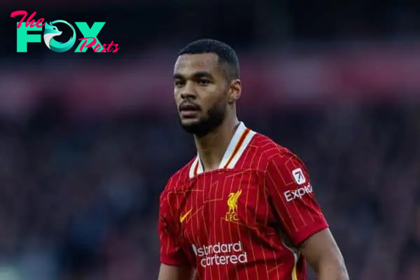 LIVERPOOL, ENGLAND - Saturday, November 2, 2024: Liverpool's Cody Gakpo during the FA Premier League match between Liverpool FC and Brighton & Hove Albion FC at Anfield. (Photo by David Rawcliffe/Propaganda)