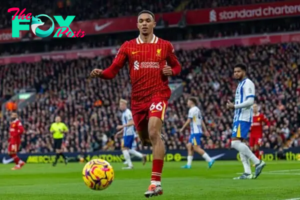 LIVERPOOL, ENGLAND - Saturday, November 2, 2024: Liverpool's Trent Alexander-Arnold during the FA Premier League match between Liverpool FC and Brighton & Hove Albion FC at Anfield. (Photo by David Rawcliffe/Propaganda)