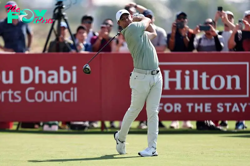 Northern Ireland's Rory McIlroy putts on the 2nd hole during the DP World Tour Championship golf tournament in Abu Dhabi on November 10, 2024. (Photo by FADEL SENNA / AFP)