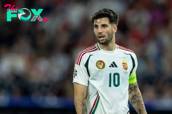 STUTTGART, GERMANY - Sunday, June 23, 2024: Hungary's captain Dominik Szoboszlai during the UEFA Euro 2024 Group A match between Scotland and Hungary at the Stuttgart Arena. (Photo by David Rawcliffe/Propaganda)