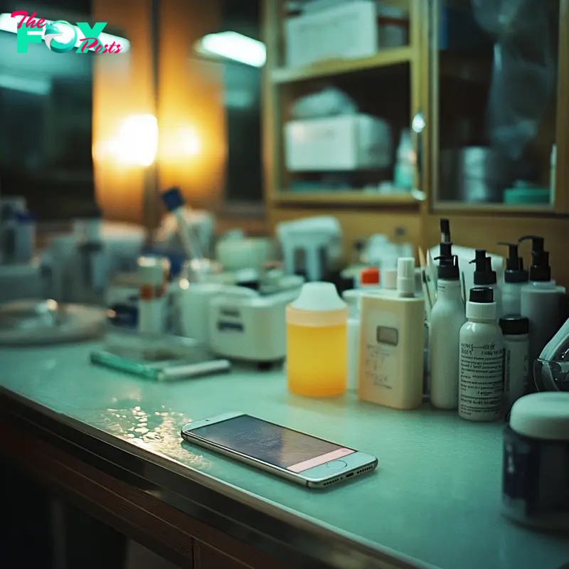 A phone on a manicurist's table | Source: Midjourney