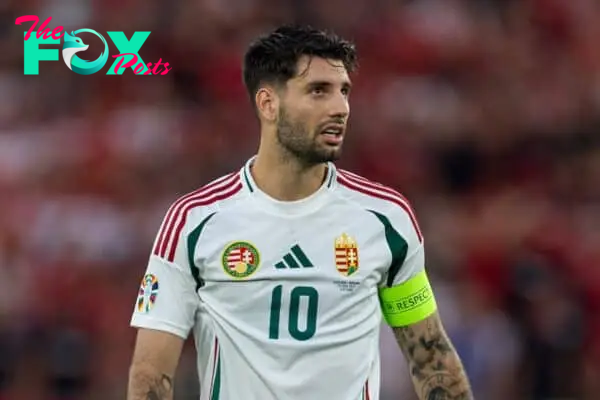 STUTTGART, GERMANY - Sunday, June 23, 2024: Hungary's captain Dominik Szoboszlai during the UEFA Euro 2024 Group A match between Scotland and Hungary at the Stuttgart Arena. (Photo by David Rawcliffe/Propaganda)