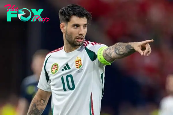 STUTTGART, GERMANY - Sunday, June 23, 2024: Hungary's captain Dominik Szoboszlai during the UEFA Euro 2024 Group A match between Scotland and Hungary at the Stuttgart Arena. (Photo by David Rawcliffe/Propaganda)