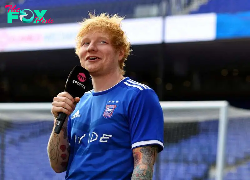 Sheeran is cheering on Ipswich as they look to upset United in Ruben Amorim’s first game in charge in the Premier League.