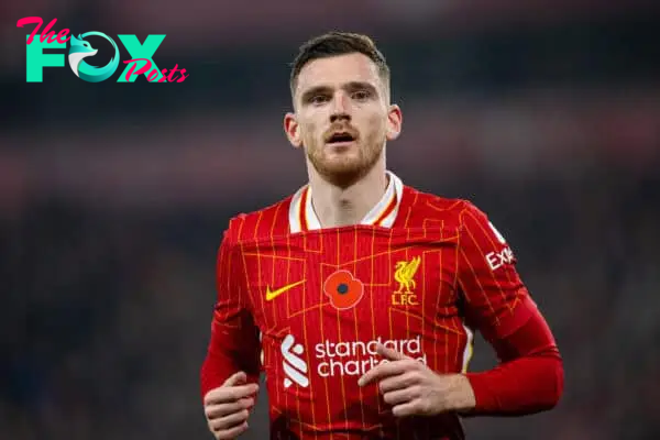 LIVERPOOL, ENGLAND - Saturday, November 9, 2024: Liverpool's Andy Robertson during the FA Premier League match between Liverpool FC and Aston Villa FC at Anfield. Liverpool won 2-0. (Photo by David Rawcliffe/Propaganda)