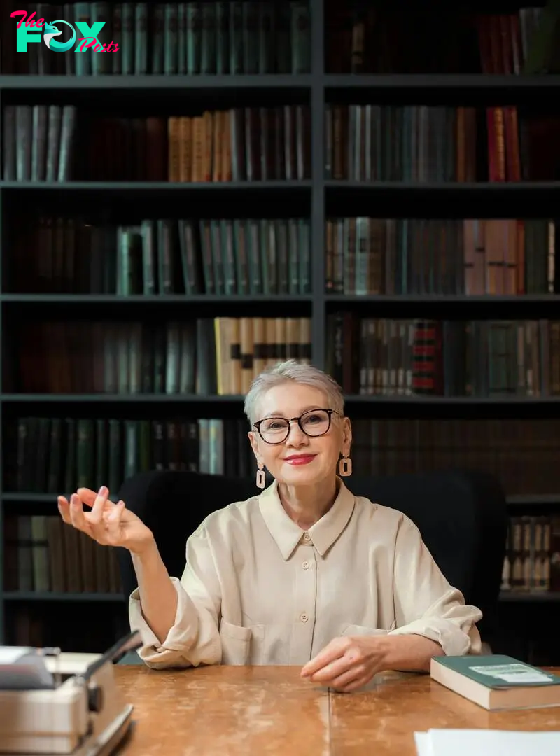 An elderly woman in a library | Source: Pexels