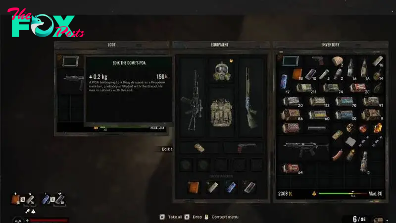 STALKER 2 inventory management and gear