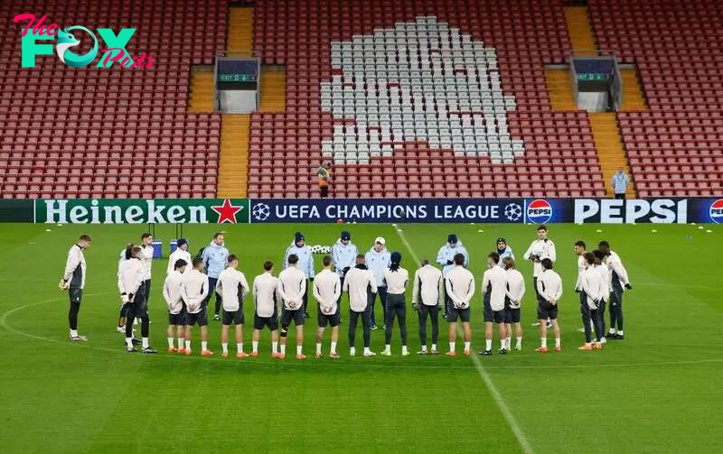 Real Madrid trained at Anfield ahead of the Champions League tie.